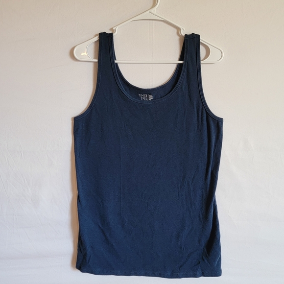 Dark Blue Ribbed Tank Top - Picture 1 of 4